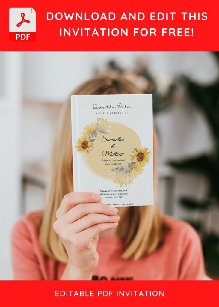 Invitation Template of (Free Editable PDF) Striking Serene Sunflower Wedding Invitation Templates 4