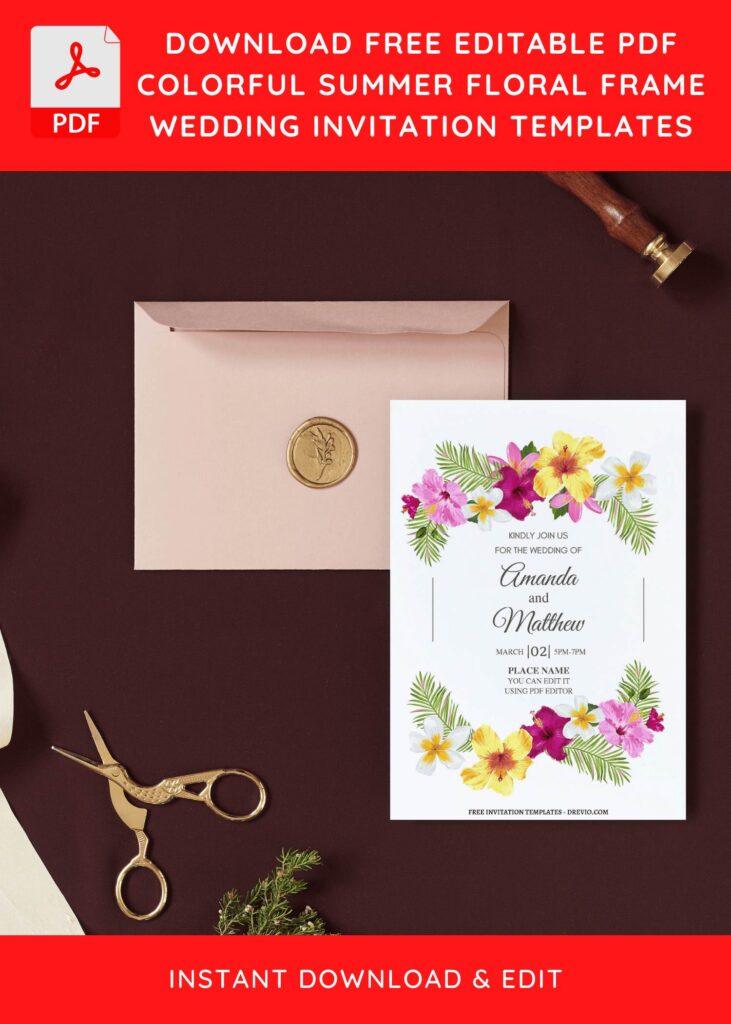 Invitation Template of (Free Editable PDF) Summer Crown Wedding Invitation Templates 3