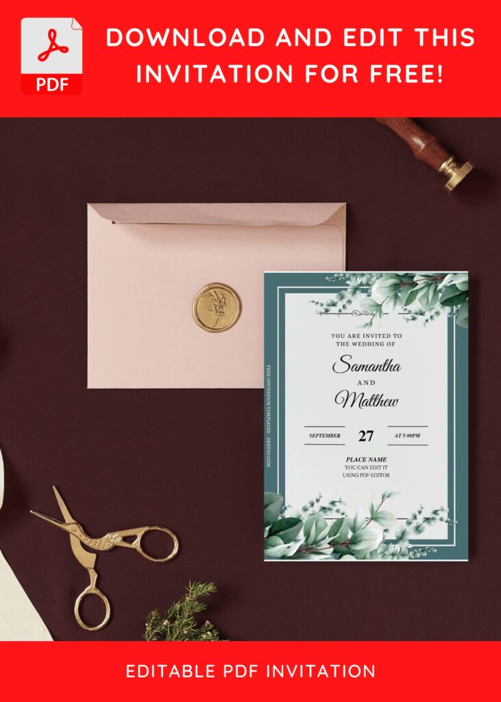 (Free Editable PDF) Magnificent Boho Eucalyptus Wedding Invitation Templates I