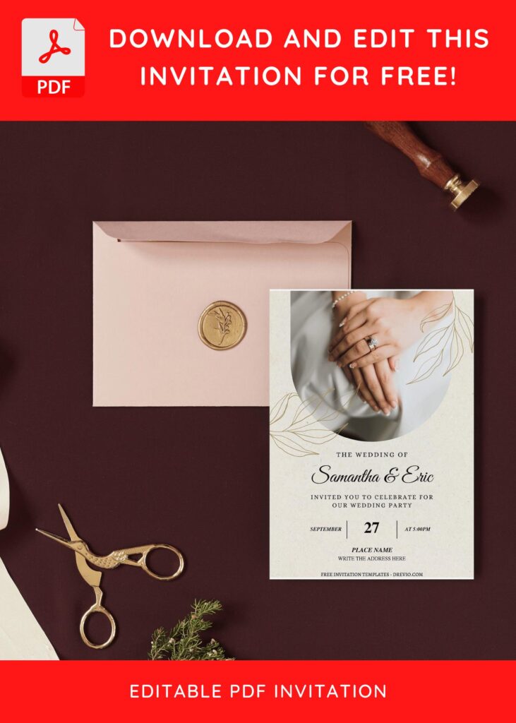 (Free Editable PDF) Minimalist Greenery Wedding Invitation Templates I