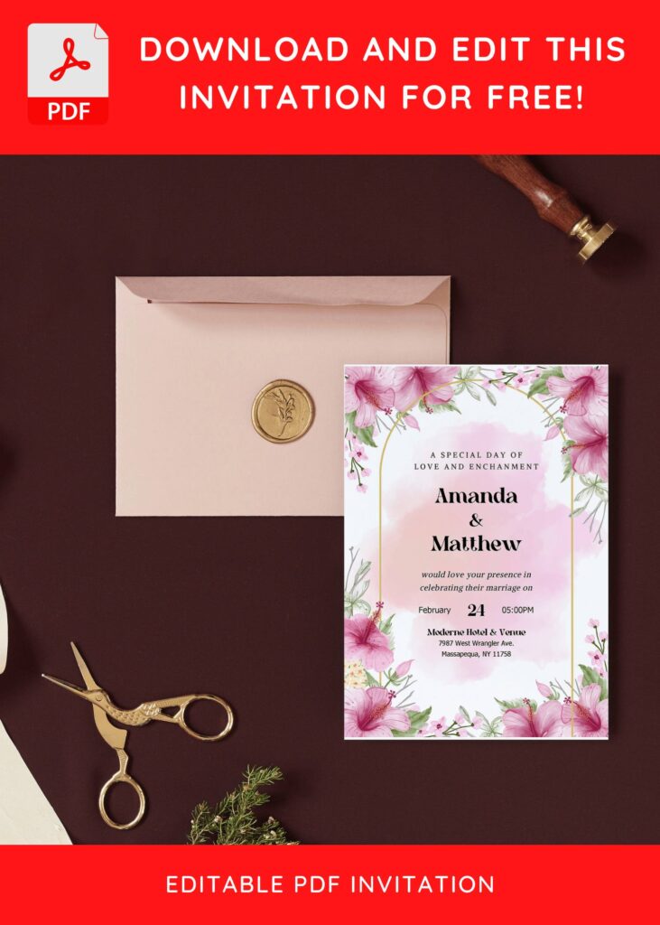 Invitation Template of (Free Editable PDF) Enchanting Pink Blossom Wedding Invitation Templates 9