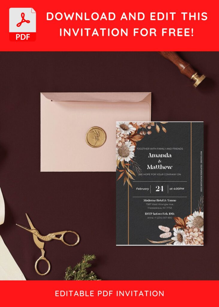 Invitation Template of (Free Editable PDF) Effortless Floral Beauty Wedding Invitation Templates 6