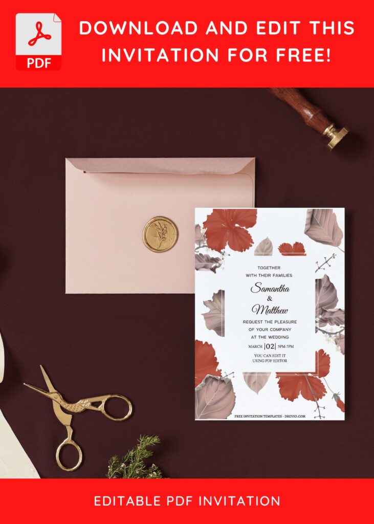 Invitation Template of (Free Editable PDF) Radiant Hibiscus Wedding Invitation Templates 3