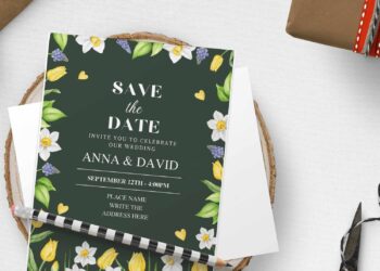 (Free Editable PDF) Lovely Colorful Daffodils Wedding Invitation Templates