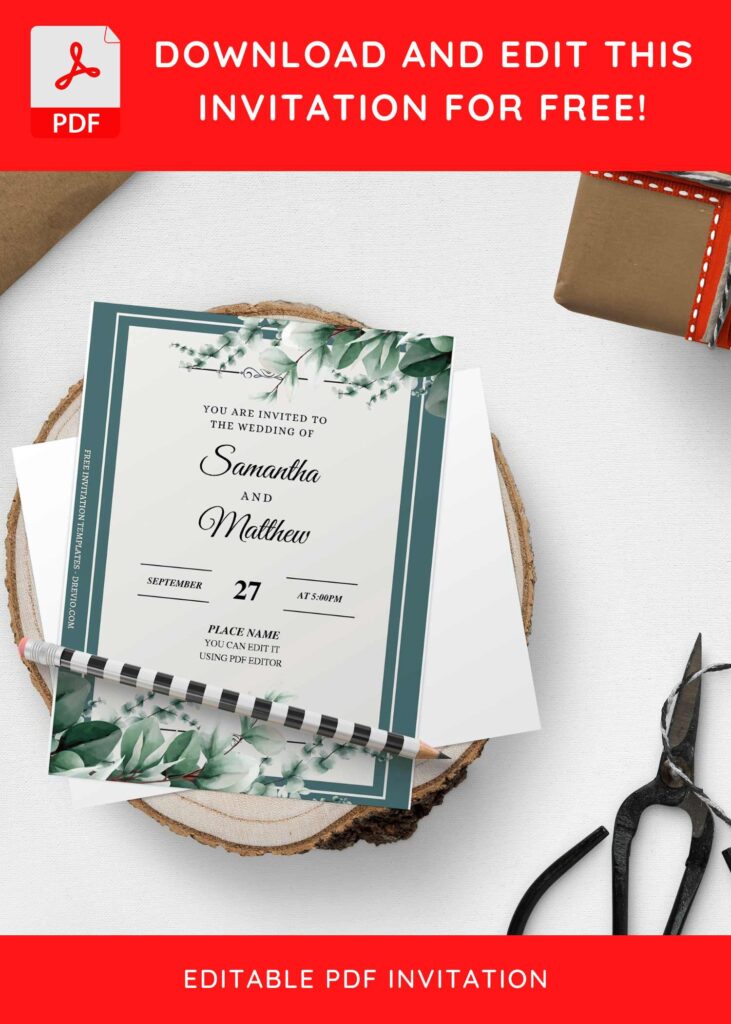 Invitation Template of (Free Editable PDF) Magnificent Boho Eucalyptus Wedding Invitation Templates 4