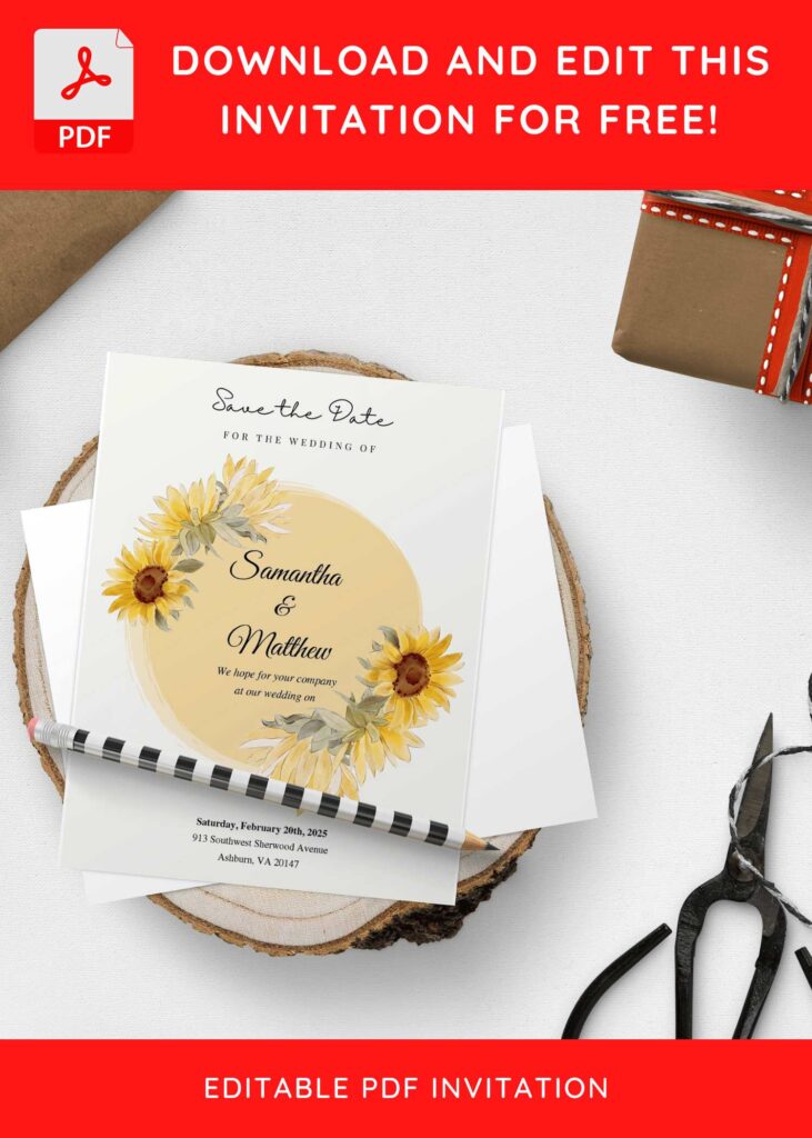 Invitation Template of (Free Editable PDF) Striking Serene Sunflower Wedding Invitation Templates 6