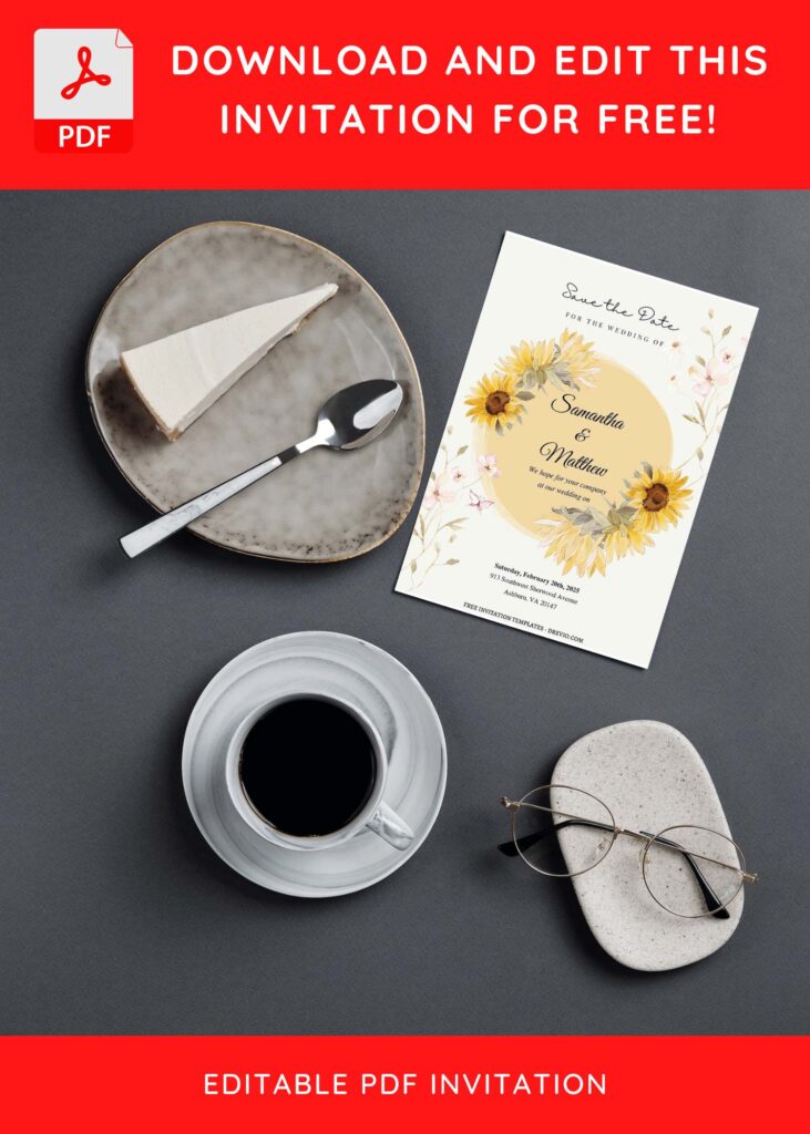 Invitation Template of (Free Editable PDF) Striking Serene Sunflower Wedding Invitation Templates 5