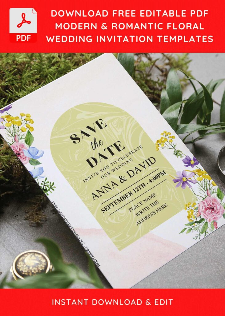 (Free Editable PDF) Modern & Romantic Spring Wedding Invitation Templates