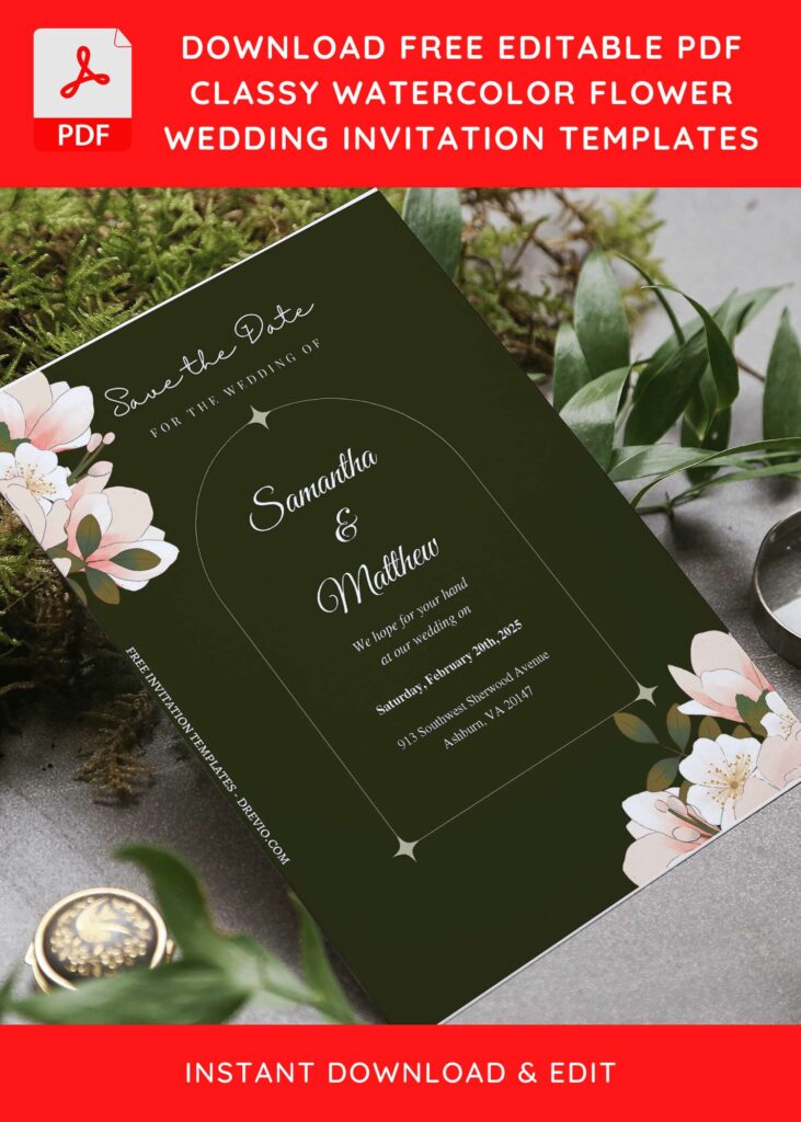 Minimal Floral Save The Date Invitation