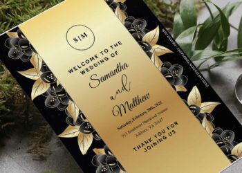 (Free Editable PDF) Stunning Black And Gold Wedding Invitation Templates