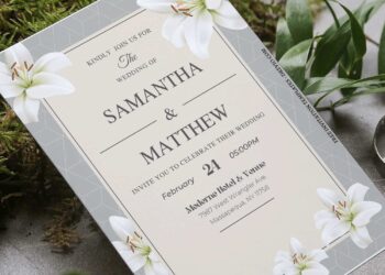 (Free Editable PDF) Pristine White Blooms Wedding Invitation Templates