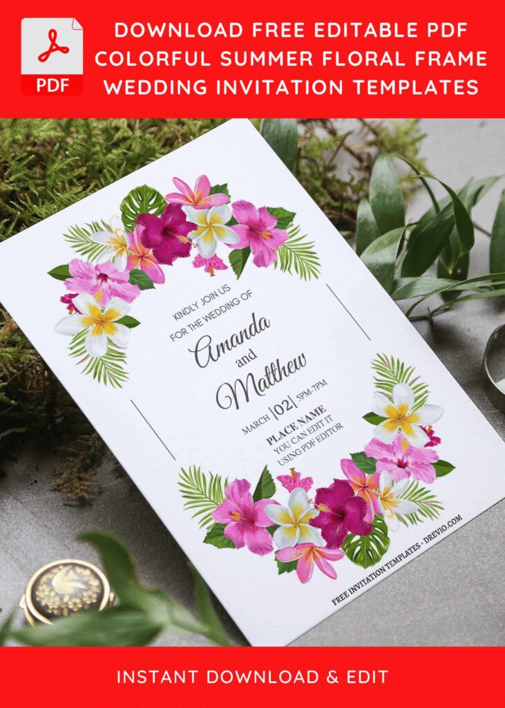 Invitation Template of (Free Editable PDF) Summer Crown Wedding Invitation Templates 5