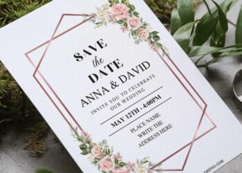 (Free Editable PDF) Blush Watercolor Floral Frame Wedding Invitation Templates
