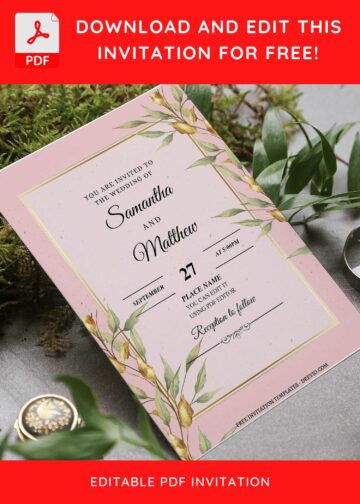 (Free Editable PDF) Picturesque Vintage Greenery Wedding Invitation ...