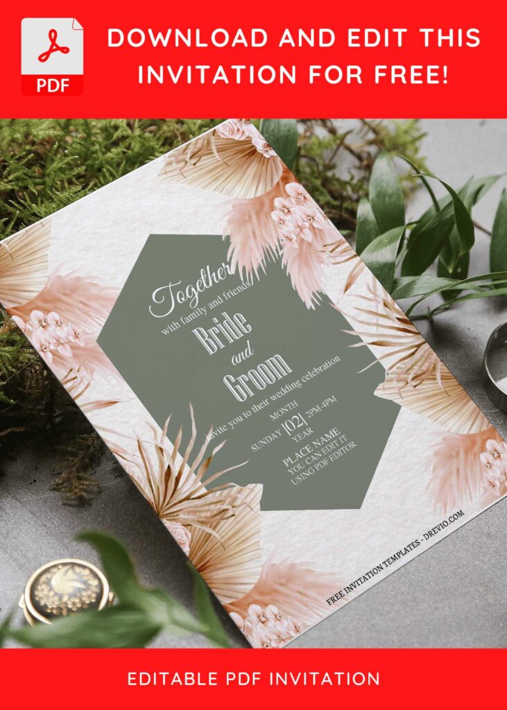 Invitation Template of (Free Editable PDF) Timeless Boho Elegance Wedding Invitation Templates 3