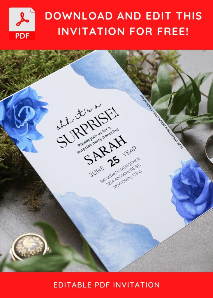 Invitation Template of (Free Editable PDF) Delicate Blue Garden Floral Wedding Invitation Templates 10