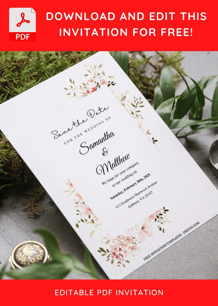 Invitation Template of (Free Editable PDF) Enchanted Botanical Bliss Wedding Invitation Templates 6