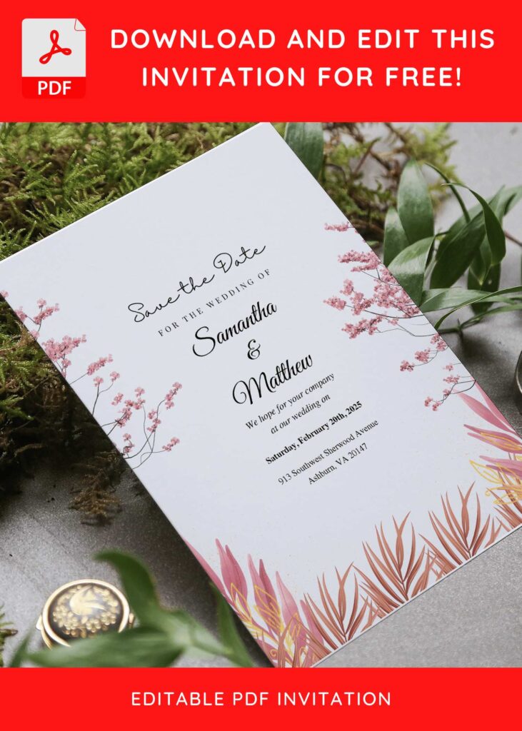 Invitation Template of (Free Editable PDF) Timeless Garden Affair Wedding Invitation Templates 6