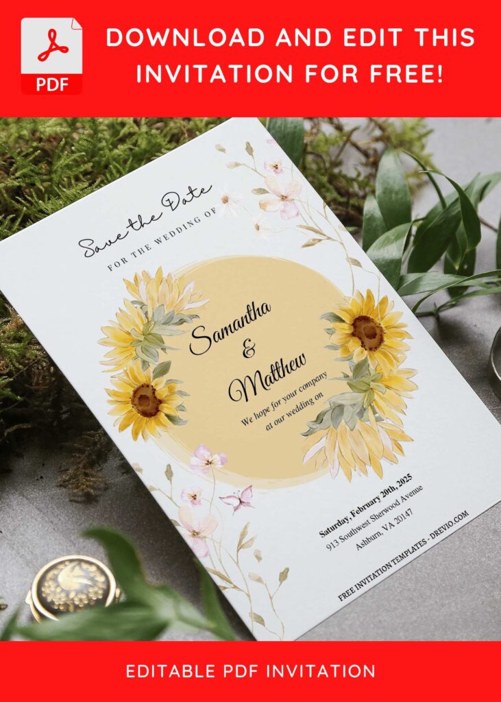 Invitation Template of (Free Editable PDF) Striking Serene Sunflower Wedding Invitation Templates 10