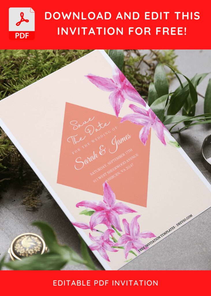 Invitation Template of (Free Editable PDF) Floral Charm Lily Wedding Invitation Templates 4