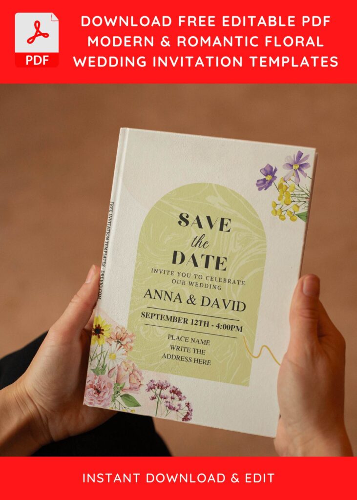 (Free Editable PDF) Modern & Romantic Spring Wedding Invitation Templates E