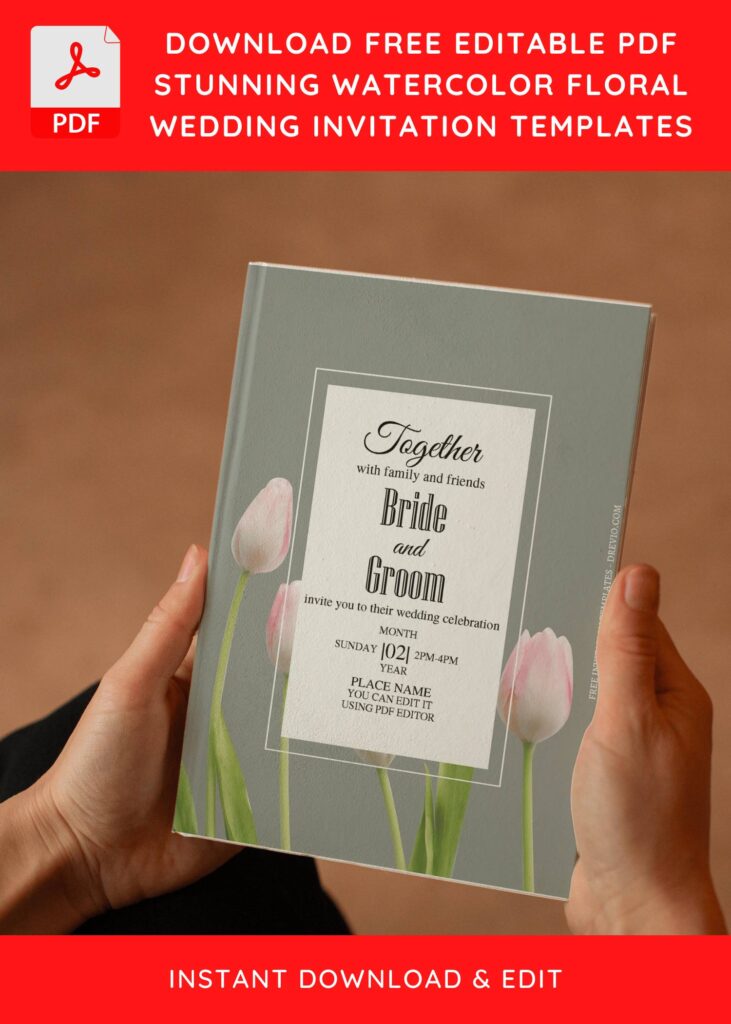 (Free Editable PDF) Whimsical Floral Garden Wedding Invitation Templates E