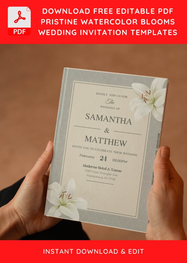 (Free Editable PDF) Pristine White Blooms Wedding Invitation Templates I