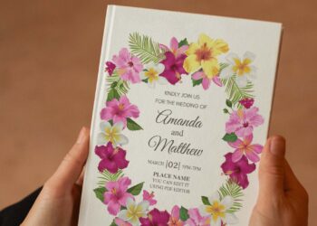 (Free Editable PDF) Summer Crown Wedding Invitation Templates I