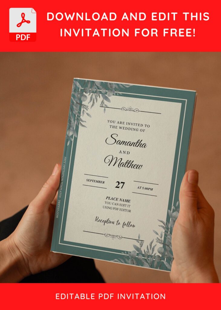 (Free Editable PDF) Magnificent Boho Eucalyptus Wedding Invitation Templates E