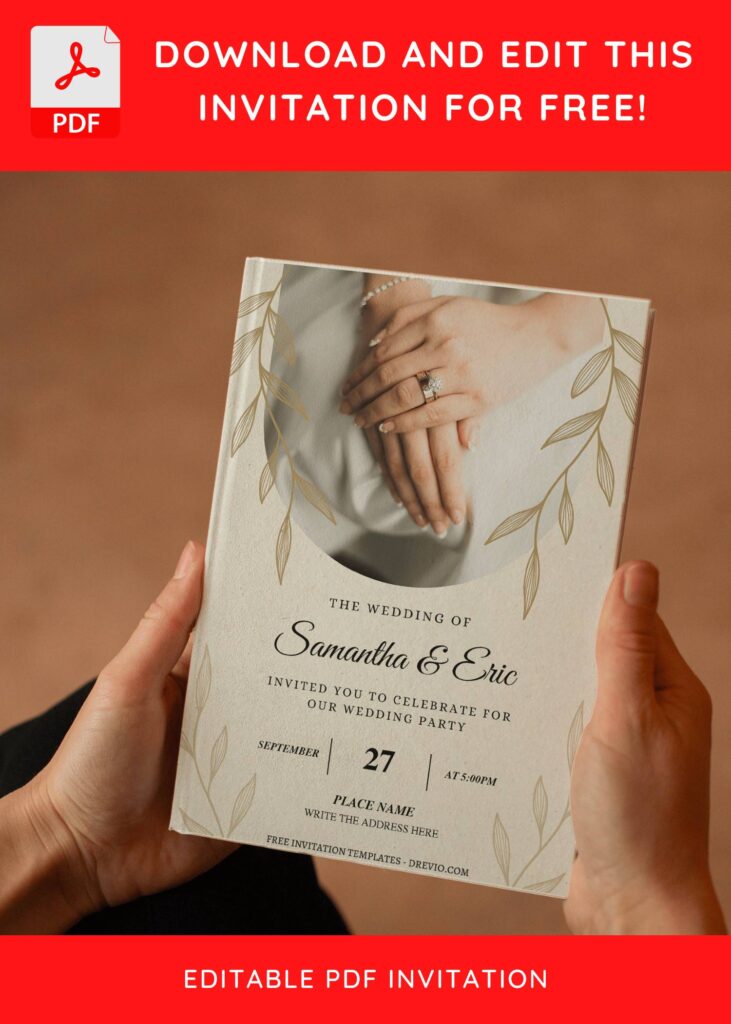 (Free Editable PDF) Minimalist Greenery Wedding Invitation Templates E
