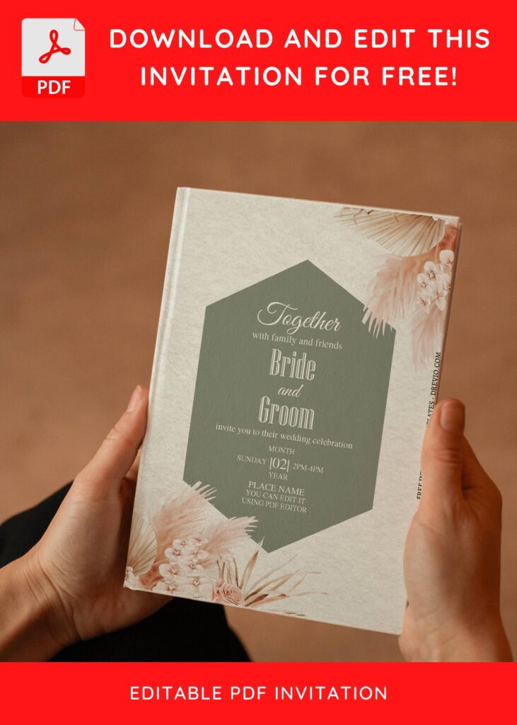 (Free Editable PDF) Timeless Boho Elegance Wedding Invitation Templates E