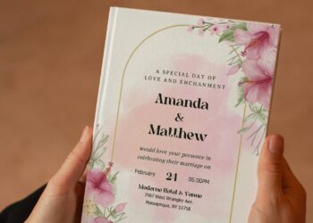 (Free Editable PDF) Enchanting Pink Blossom Wedding Invitation Templates