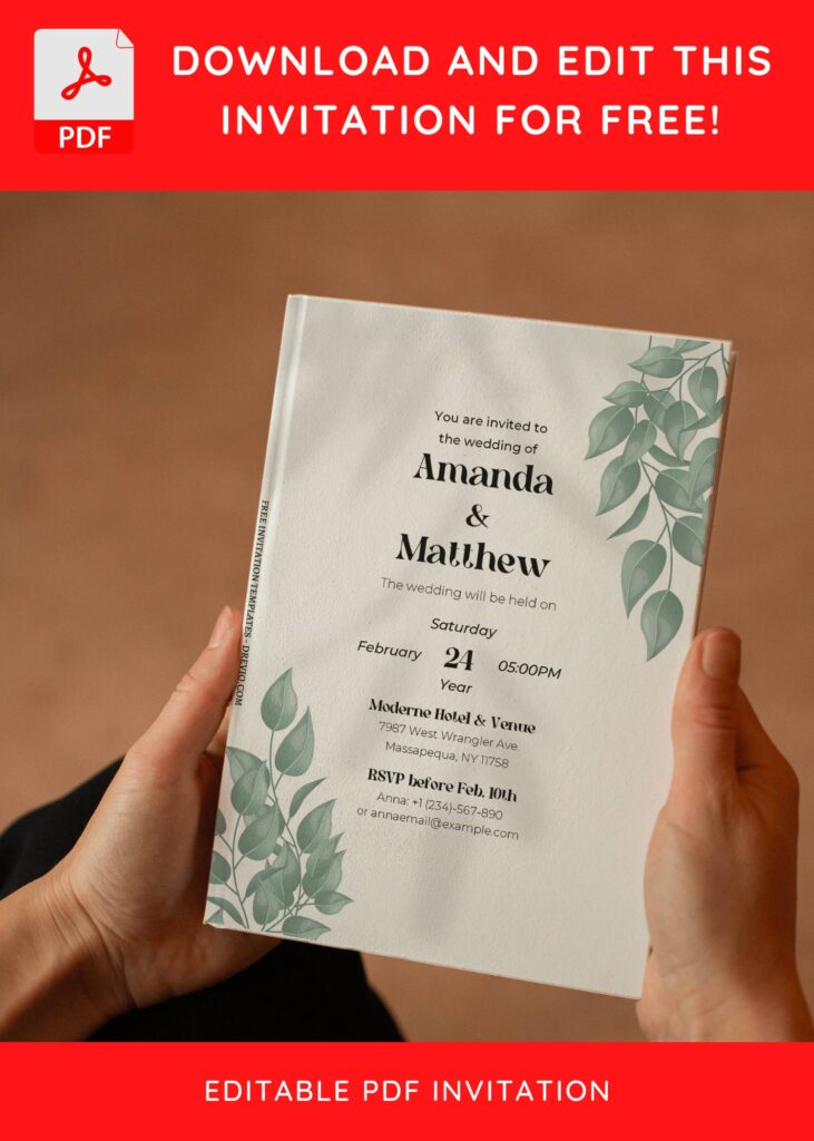 Invitation Template of (Free Editable PDF) Botanical Bliss Wedding Invitation Templates 5