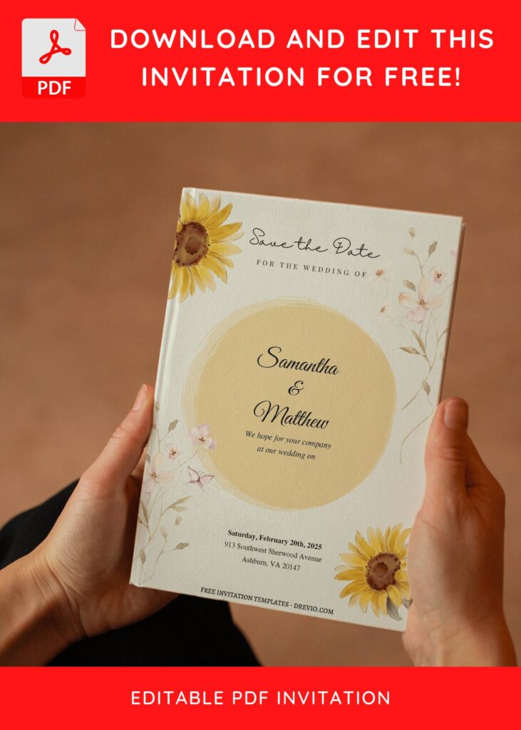 Invitation Template of (Free Editable PDF) Striking Serene Sunflower Wedding Invitation Templates 9