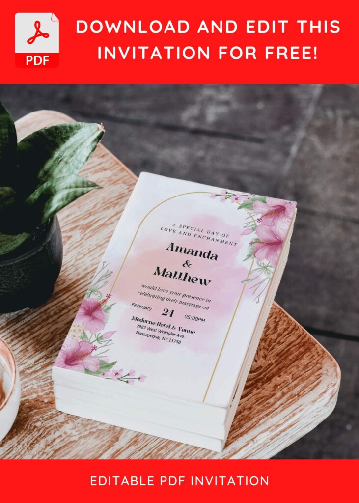 Invitation Template of (Free Editable PDF) Enchanting Pink Blossom Wedding Invitation Templates 4