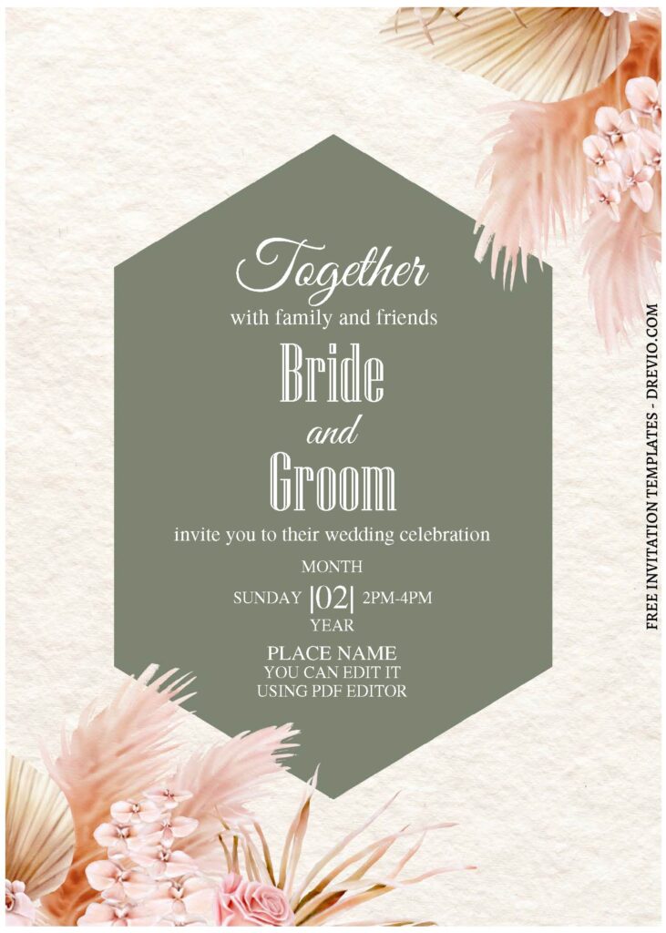 (Free Editable PDF) Timeless Boho Elegance Wedding Invitation Templates A