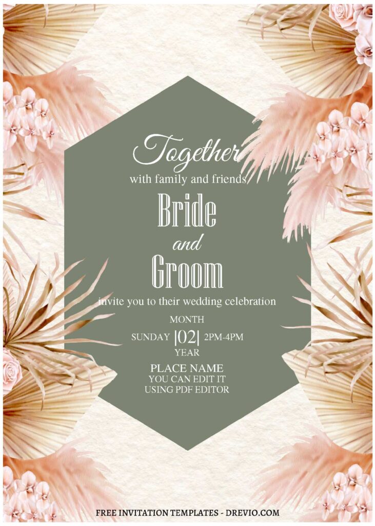 Invitation Template of (Free Editable PDF) Timeless Boho Elegance Wedding Invitation Templates 1