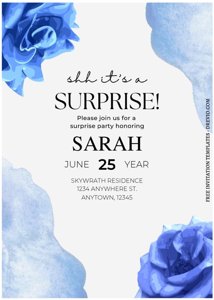 Invitation Template of (Free Editable PDF) Delicate Blue Garden Floral Wedding Invitation Templates 3