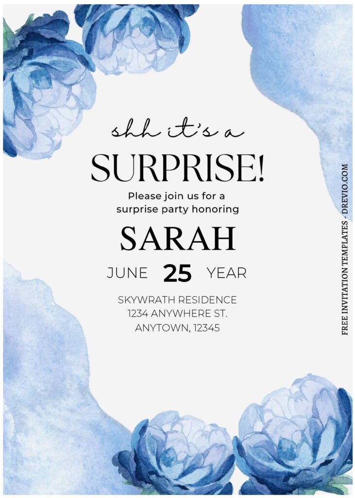 Invitation Template of (Free Editable PDF) Delicate Blue Garden Floral Wedding Invitation Templates 1