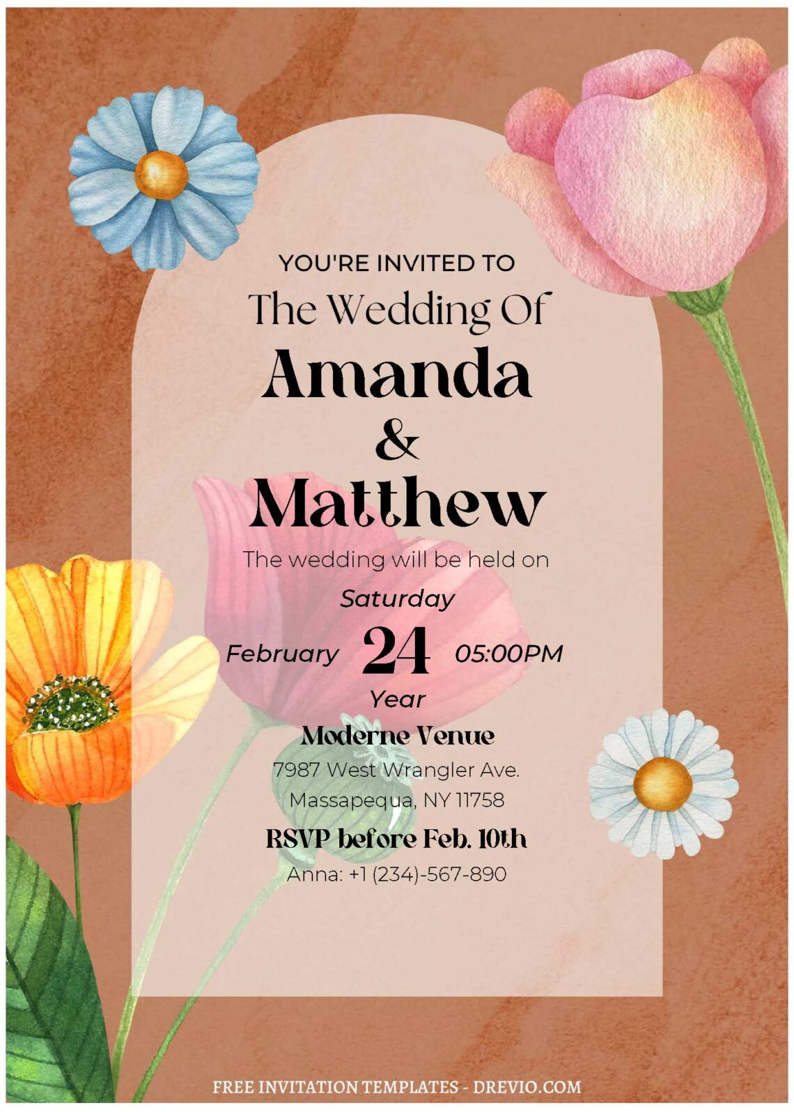 (Free Editable PDF) Playful Romantic Buttercup Wedding Invitation Templates C