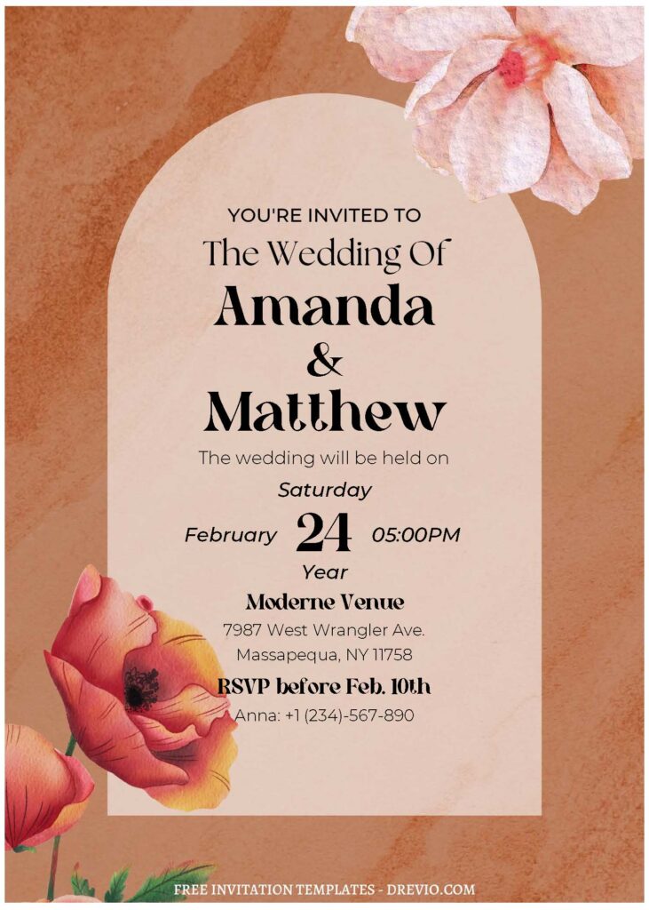 Playful Romantic Floral Wedding Invitation