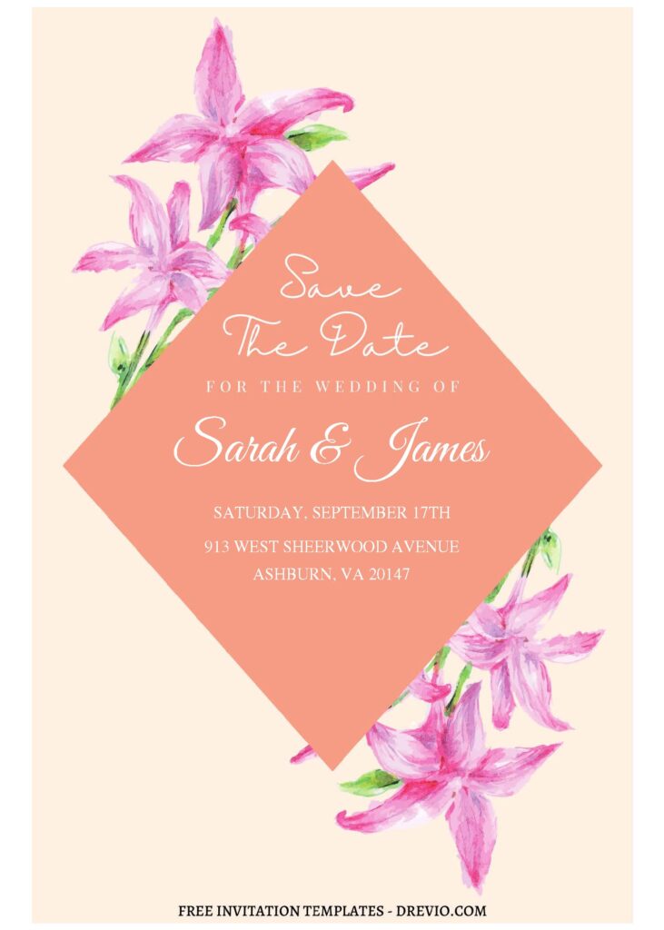 (Free Editable PDF) Floral Charm Lily Wedding Invitation Templates C