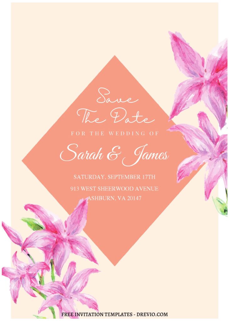 Invitation Template of (Free Editable PDF) Floral Charm Lily Wedding Invitation Templates 1