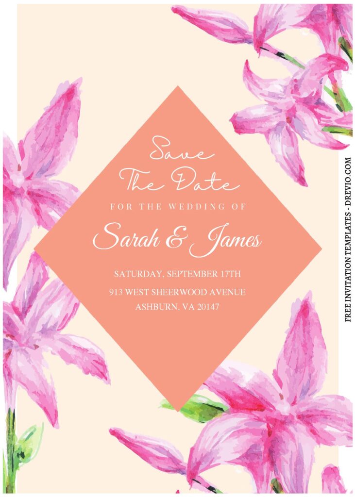 (Free Editable PDF) Floral Charm Lily Wedding Invitation Templates A