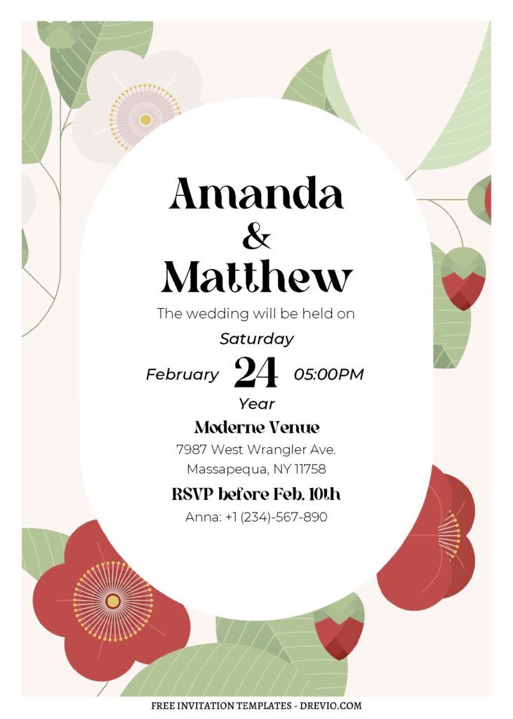 Floral Wedding Invitation With Bold and Stylish Fonts