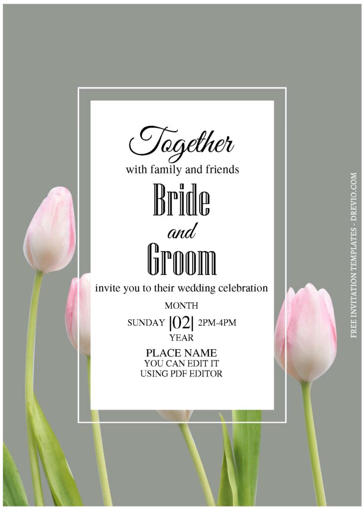 Watercolor Tulip Wedding Invitation