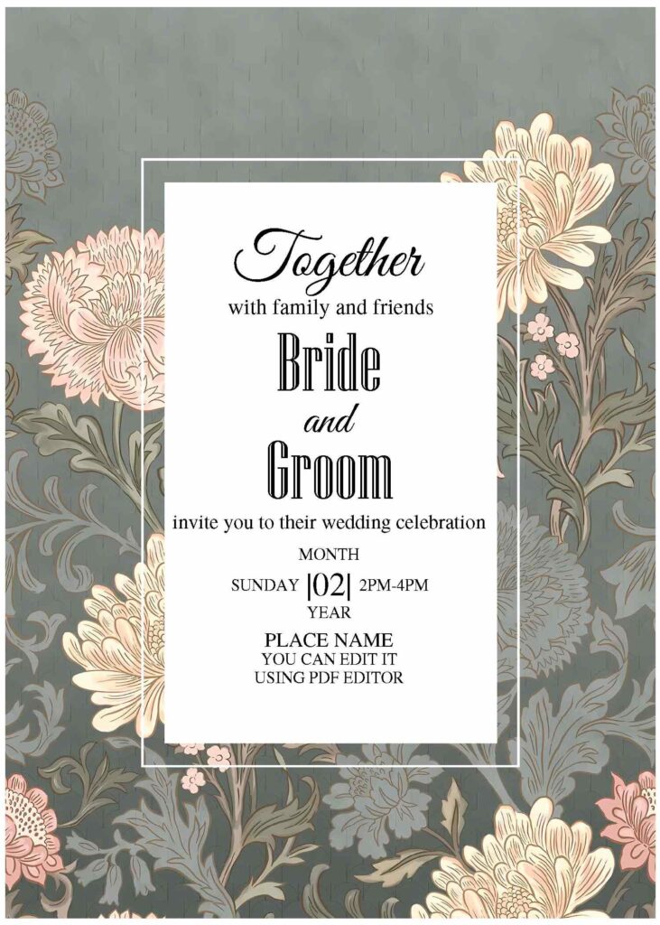 (Free Editable PDF) Whimsical Floral Garden Wedding Invitation Templates A