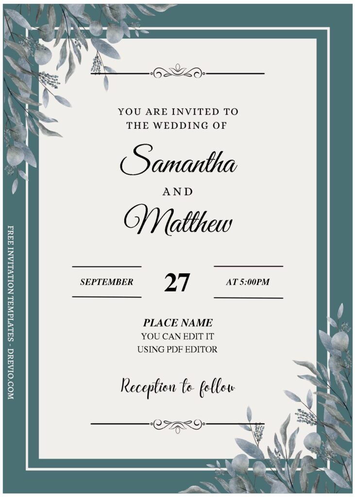 (Free Editable PDF) Magnificent Boho Eucalyptus Wedding Invitation Templates A