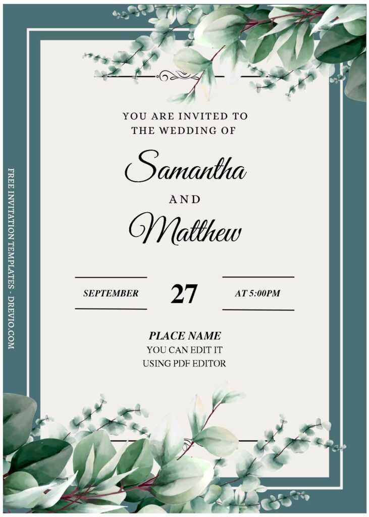 Invitation Template of (Free Editable PDF) Magnificent Boho Eucalyptus Wedding Invitation Templates 1