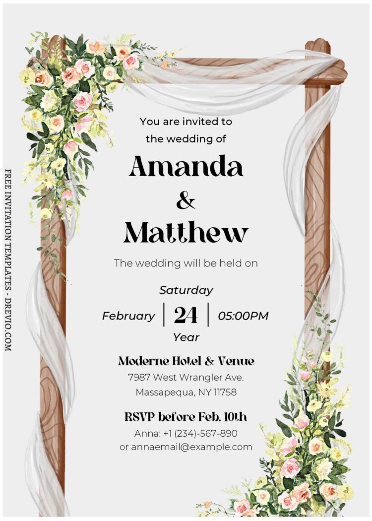 (Free Editable PDF) Botanical Arch Spring Floral Wedding Invitation ...